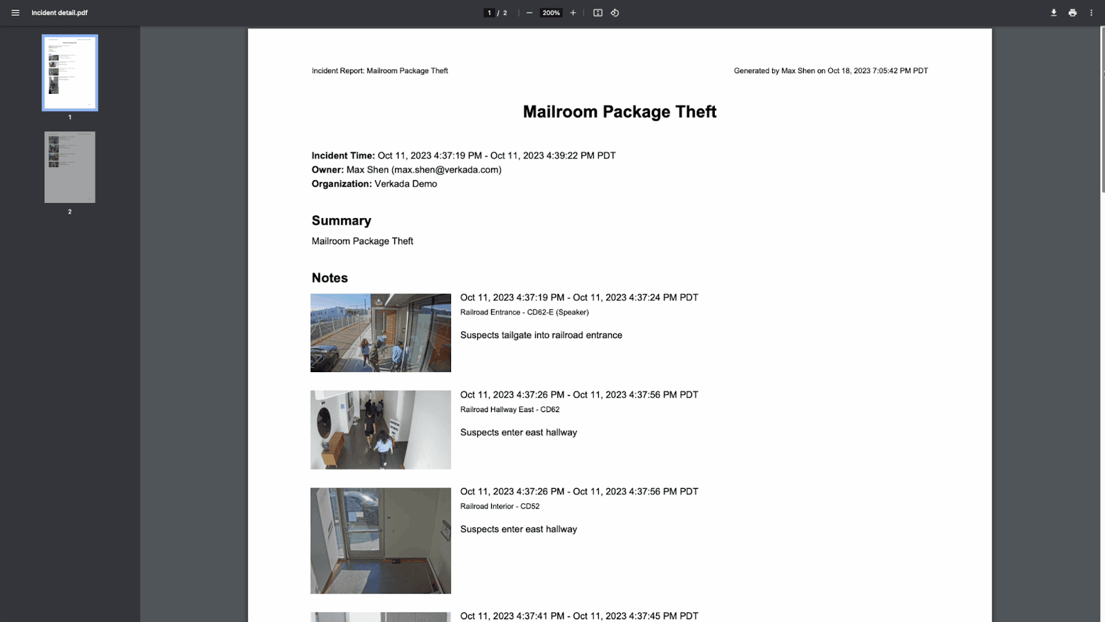 Incident details report