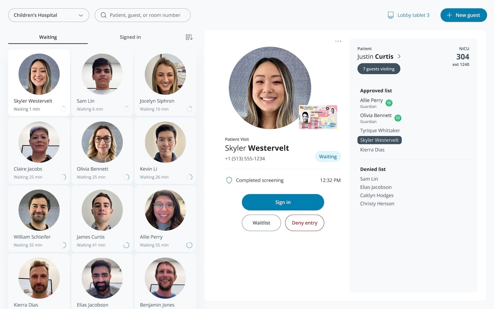 Guest for Healthcare front desk visitor and patient details