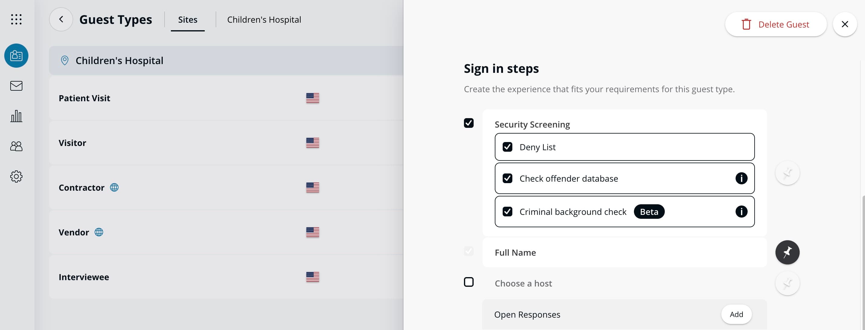 Verkada Guest enable security screening
