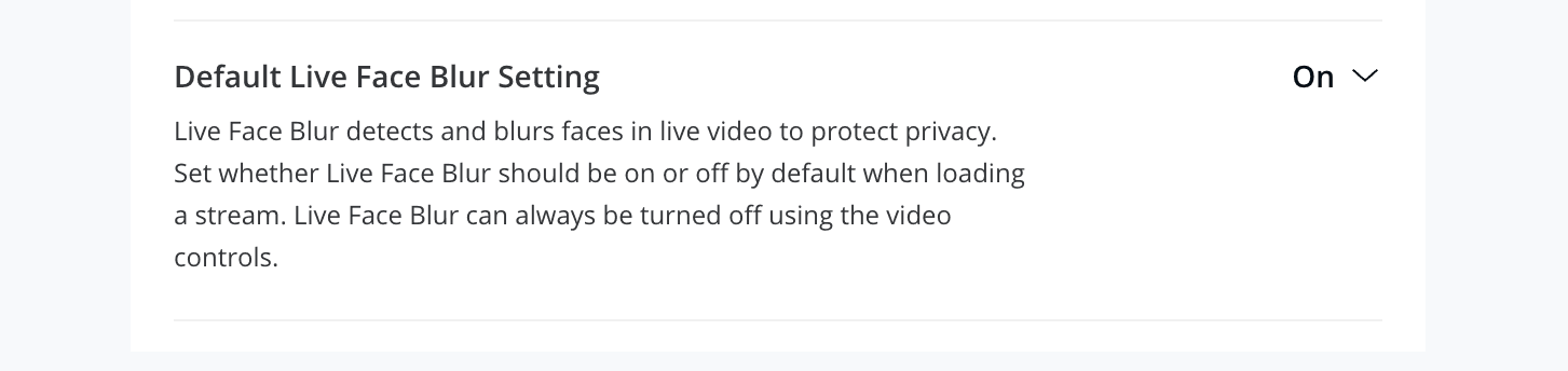 Live Face Blur admin setting