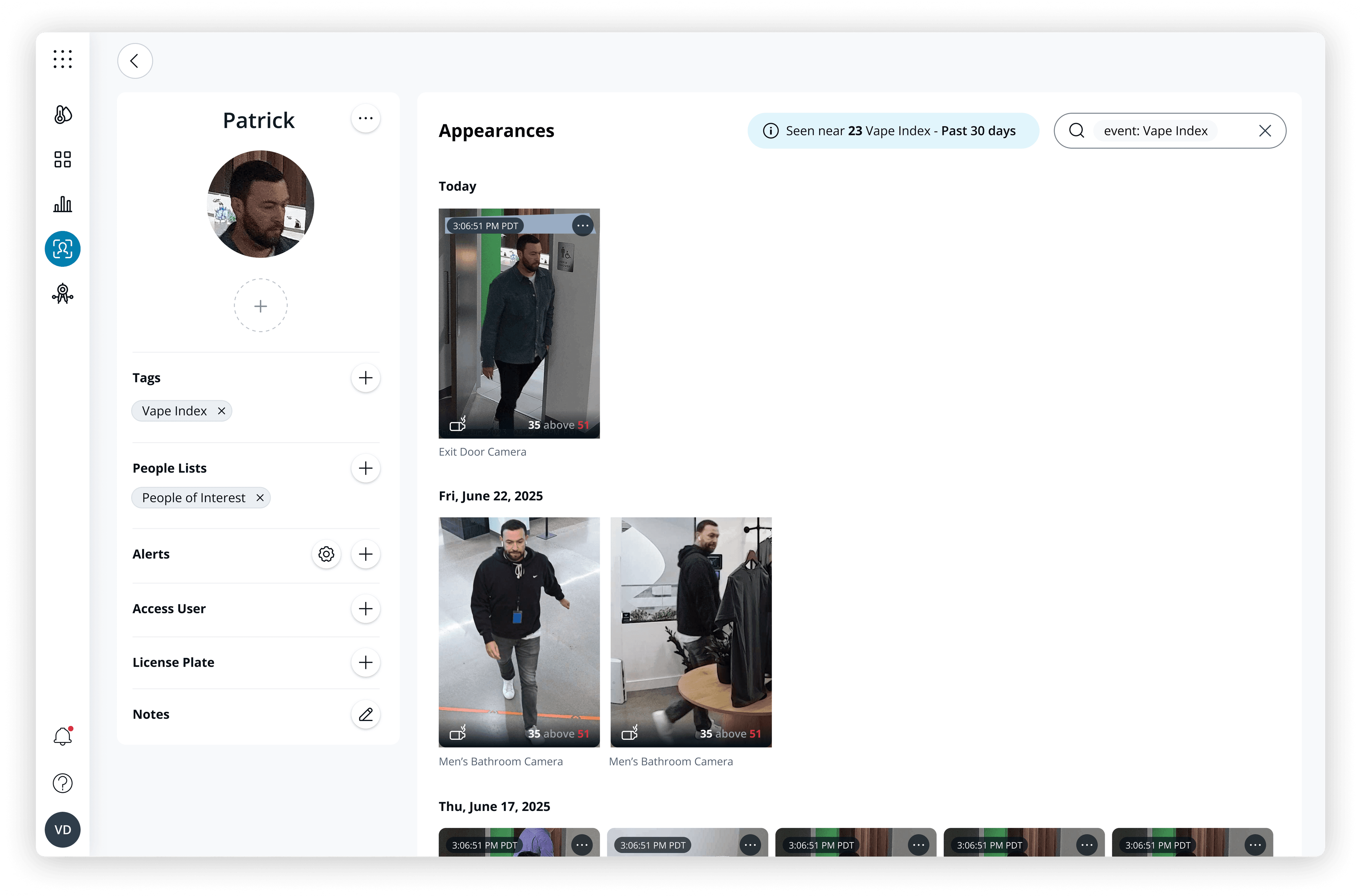 Sensors People List Profile page