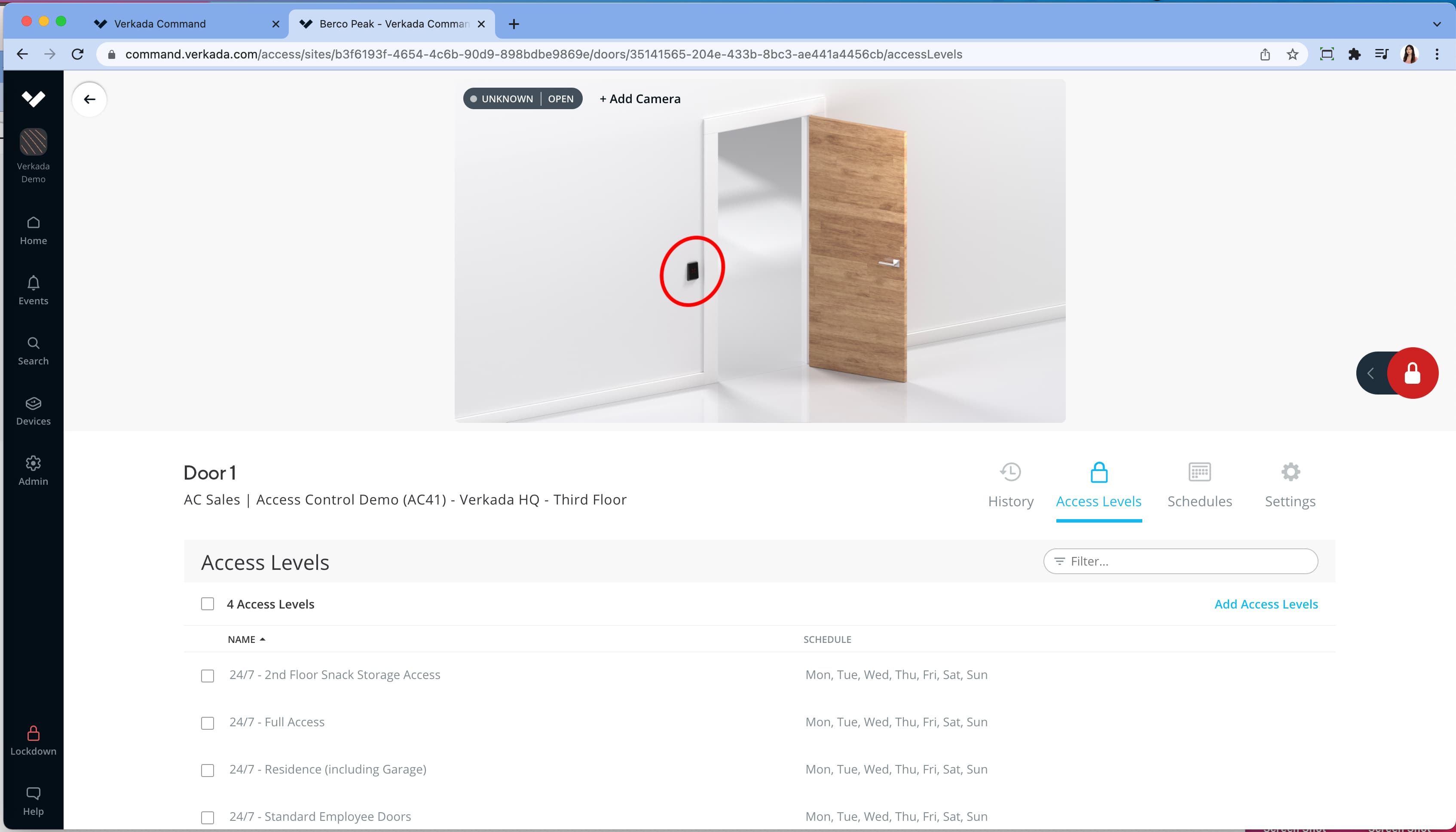 3. Manage doors centrally from Command
